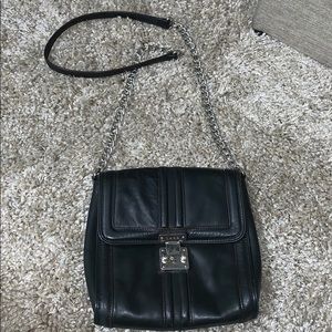 L. A. M. B. BLACK LEATHER CHAINED CROSSBODY